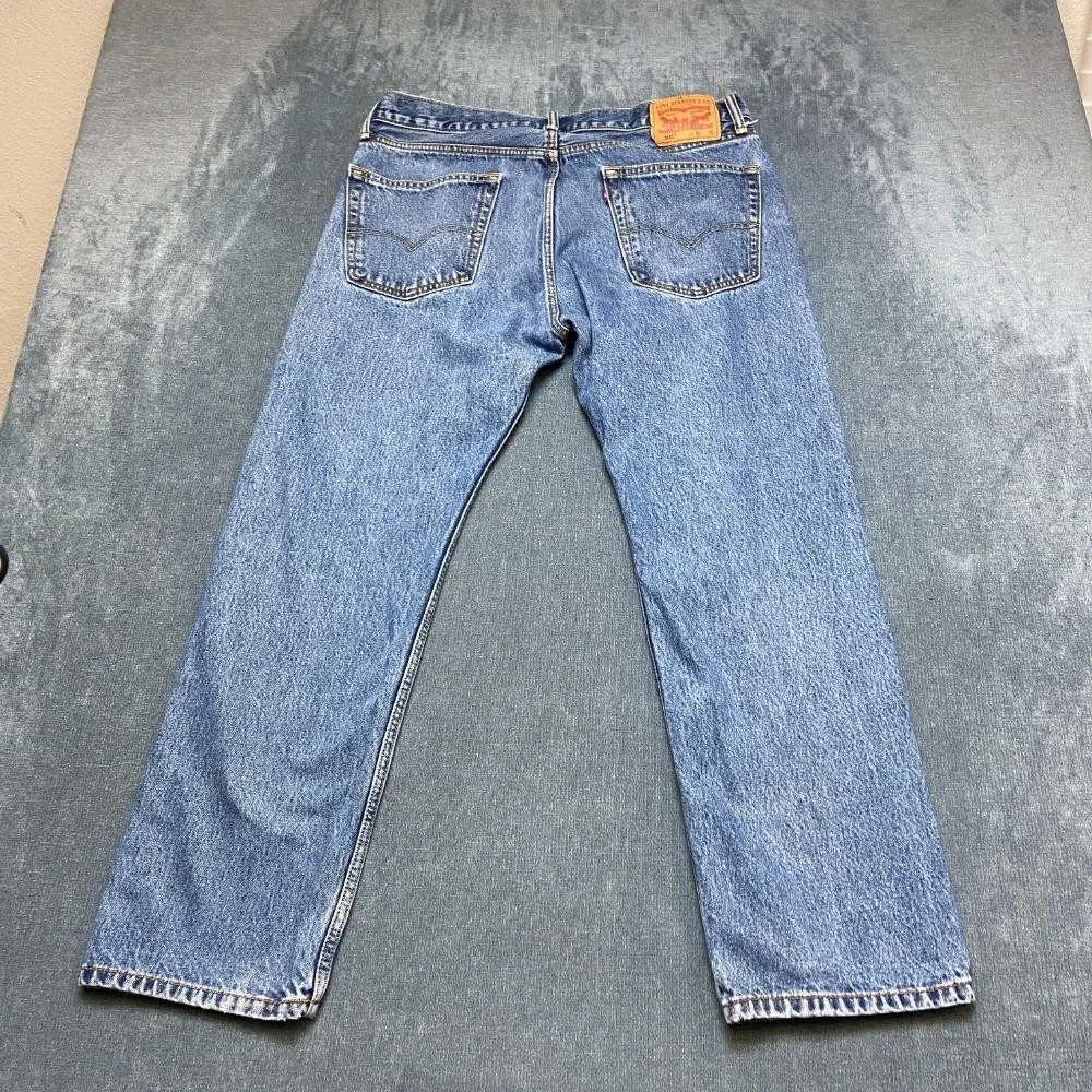 Levi's 505 Jeans Mens 36x30 Blue Denim Regular Fit All Day Comfort Straight Leg